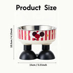 Cartoon Elevated Pet Bowl – White & Red