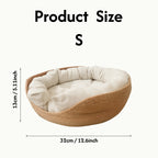 Woven Rattan Pet Bed with Cushion for Puppies & Kittens