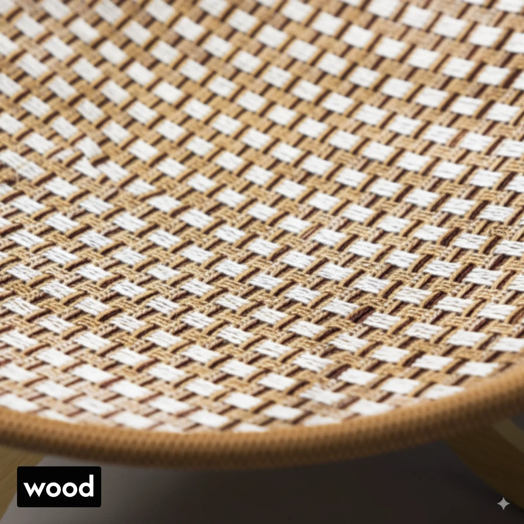 Elevated Woven Rattan Pet Bed with Wooden Stand