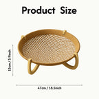 Elevated Woven Rattan Pet Bed with Wooden Stand