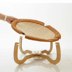 Elevated Woven Rattan Pet Bed with Wooden Stand
