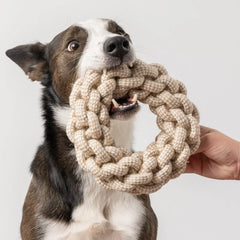 Eco-Friendly Dog Chew Toy Ring – Durable Cotton Rope Toy for Dogs, Teeth Cleaning, Interactive Fetch & Tug, Natural Handmade Pet Toy