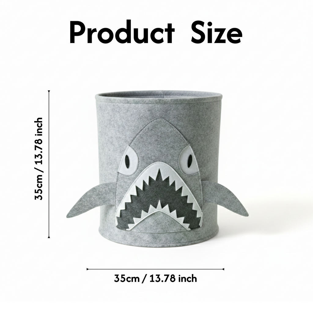 Shark-Shaped Felt Cat & Dog Toy Box Storage Basket