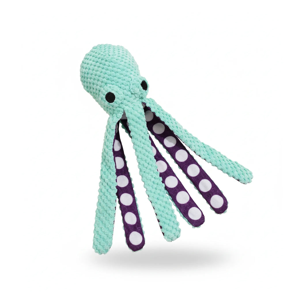 Durable Chew & Tug Octopus Plush Dog Toy with Crinkle & Squeaker