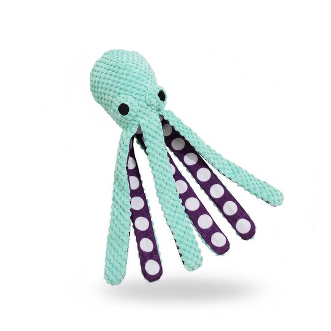 Durable Chew & Tug Octopus Plush Dog Toy with Crinkle & Squeaker Hover Image