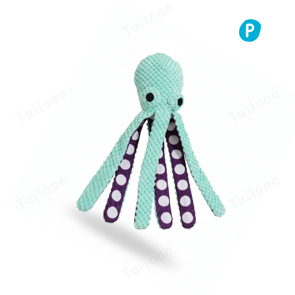 Octopus Plush Chew & Tug Dog Toy – Blue