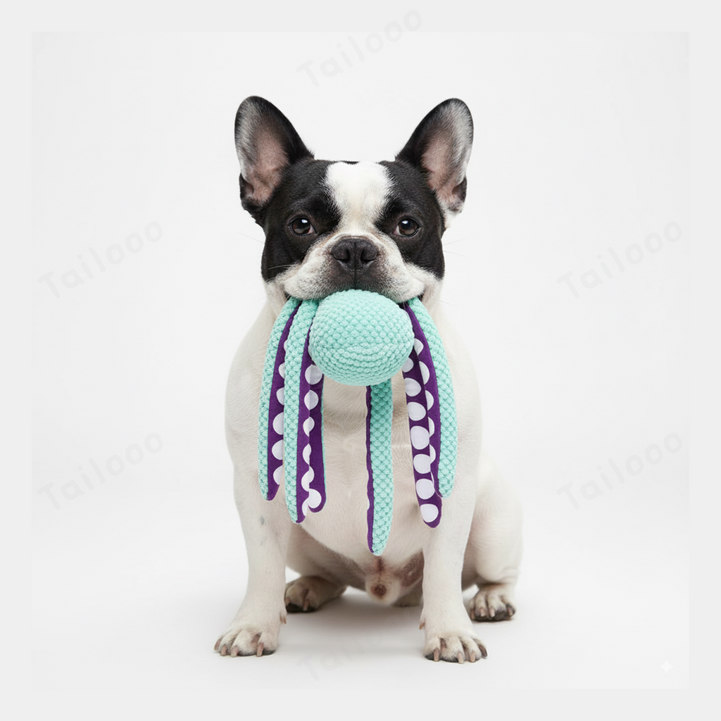Octopus Plush Chew & Tug Dog Toy – Blue