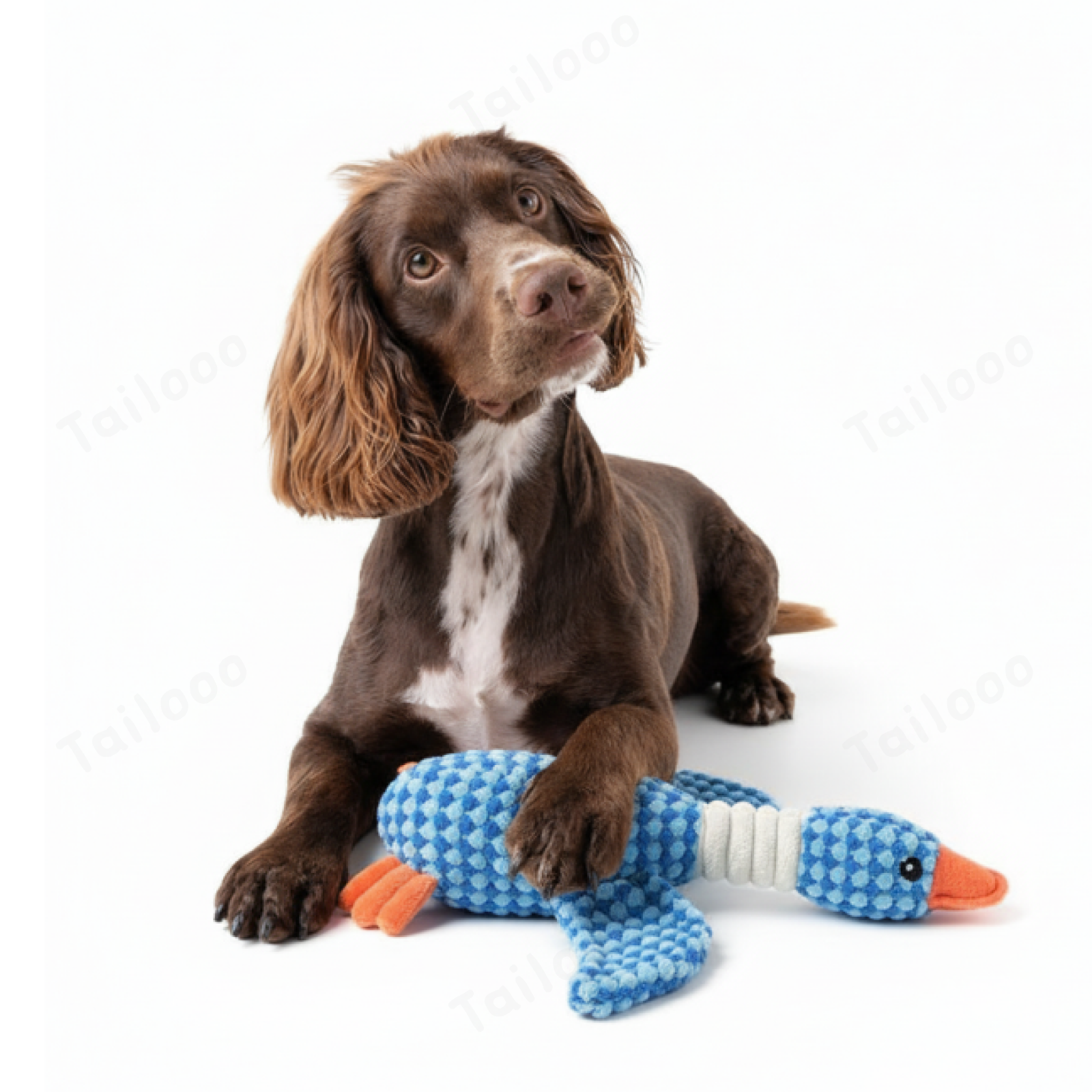 Durable Plush Blue Duck Dog Toy with Squeaker