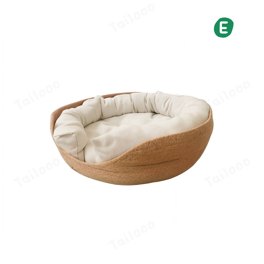 Woven Rattan Pet Bed with Cushion for Puppies & Kittens