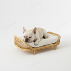 Handmade Rattan Eco-Friendly Wicker Cat & Dog Sofa with Cushion