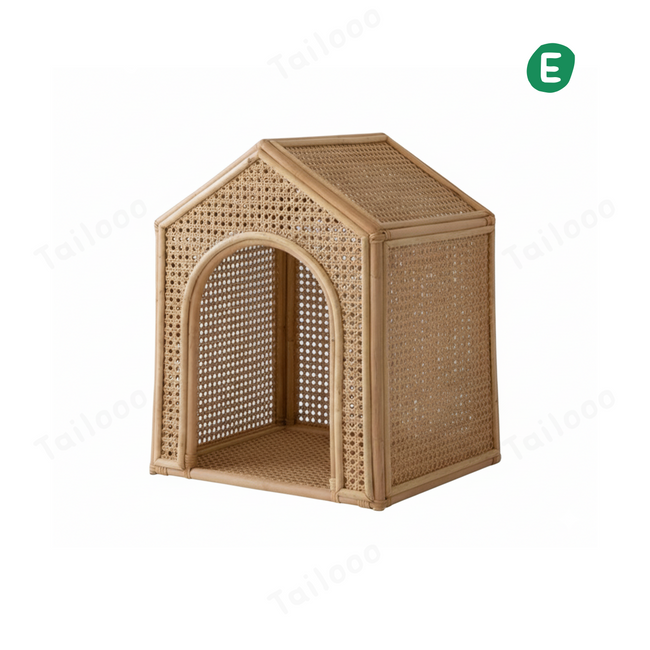 Natural  Woven Rattan Indoor Dog Cat House Hover Image