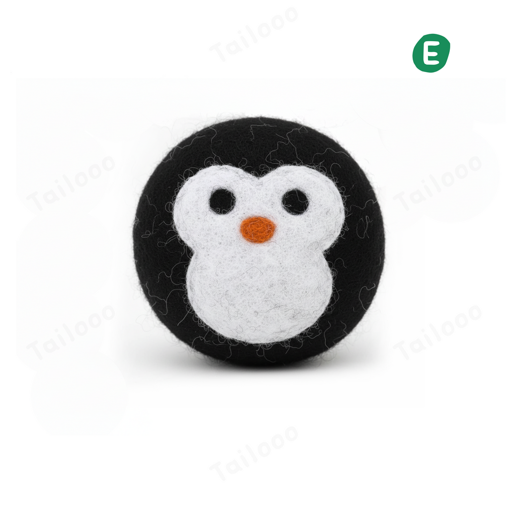 Black penguin——Safe & Durable Play Balls Natural Wool Felt Balls for Dog（3 Pieces）