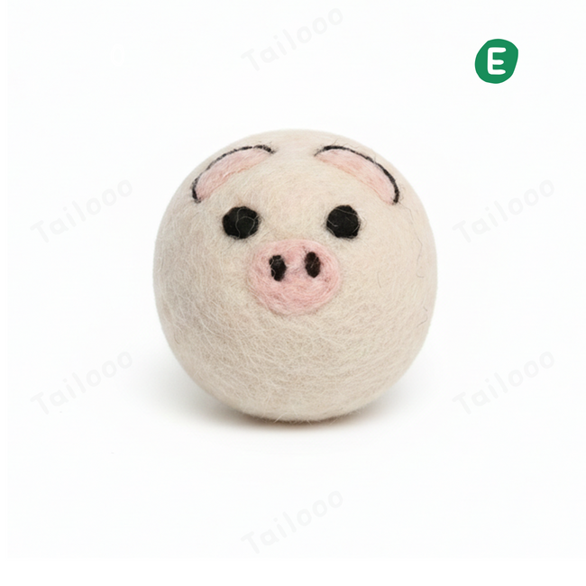 Pink pig——Safe & Durable Play Balls Natural Wool Felt Balls for Dog（3 Pieces） Hover Image