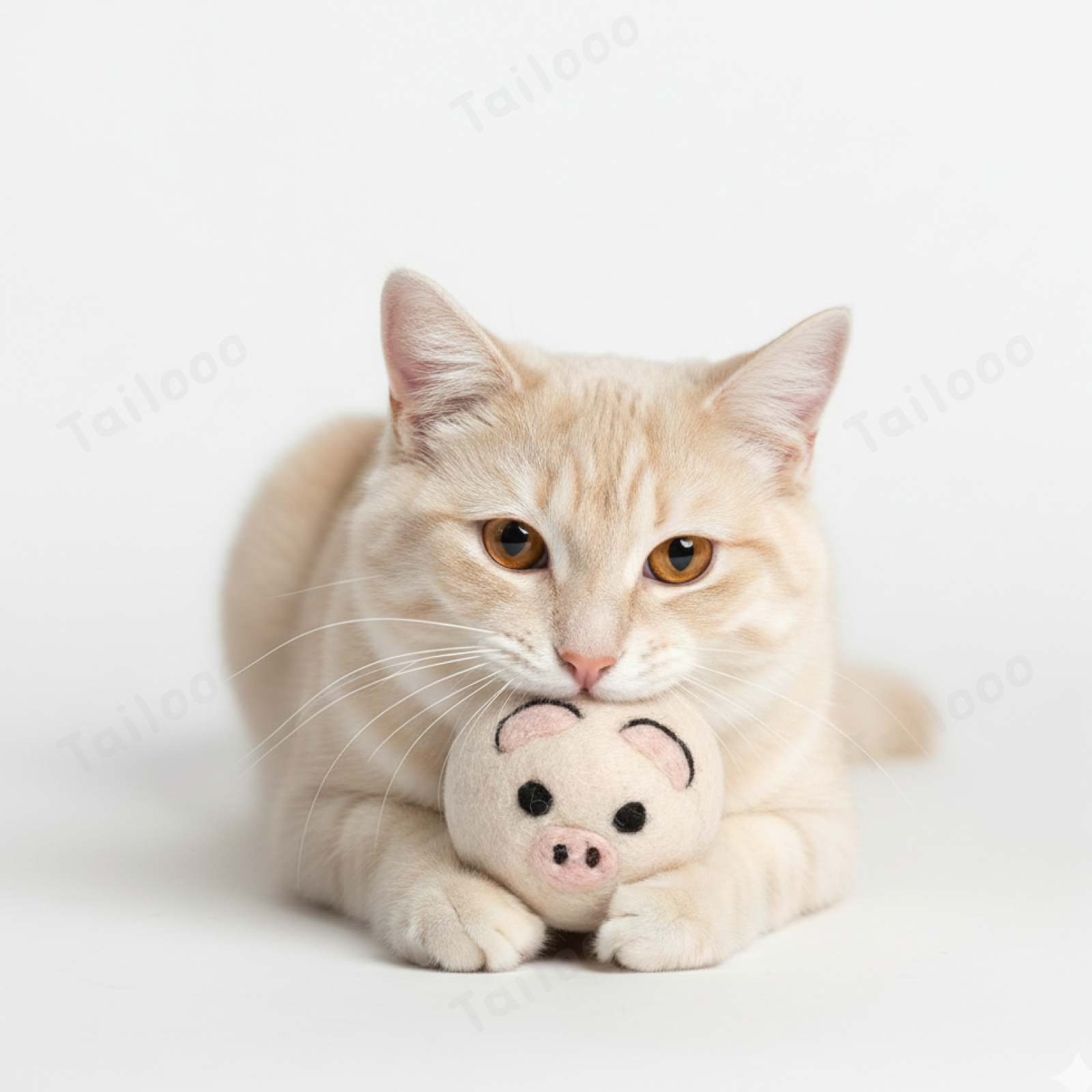 Pink pig——Safe & Durable Play Balls Natural Wool Felt Balls for Dog（3 Pieces）