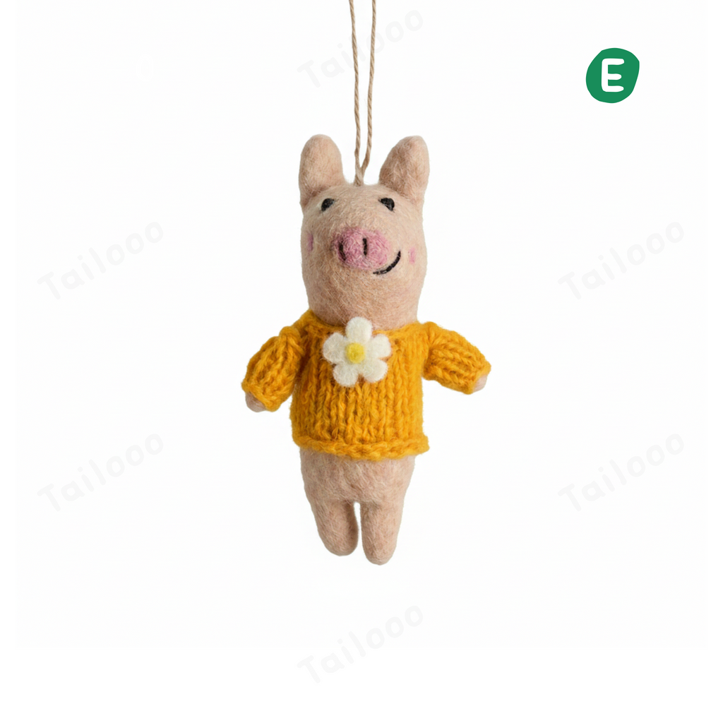 Handmade Nepal Wool Felt Pet Toy – Little Yellow Pig