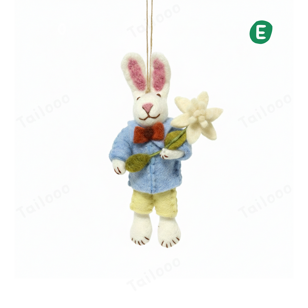 Handmade Nepal Wool Felt Pet Toy – Blue Clothed Rabbit