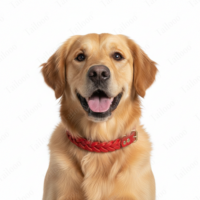 Premium Handmade Braided Leather Dog & Cat Collar（Red） Main Image