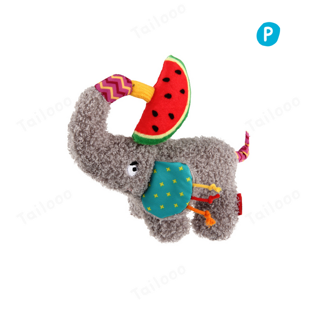 Elephant Design——Plush Dog Toy with Squeaker & Crinkle Hover Image