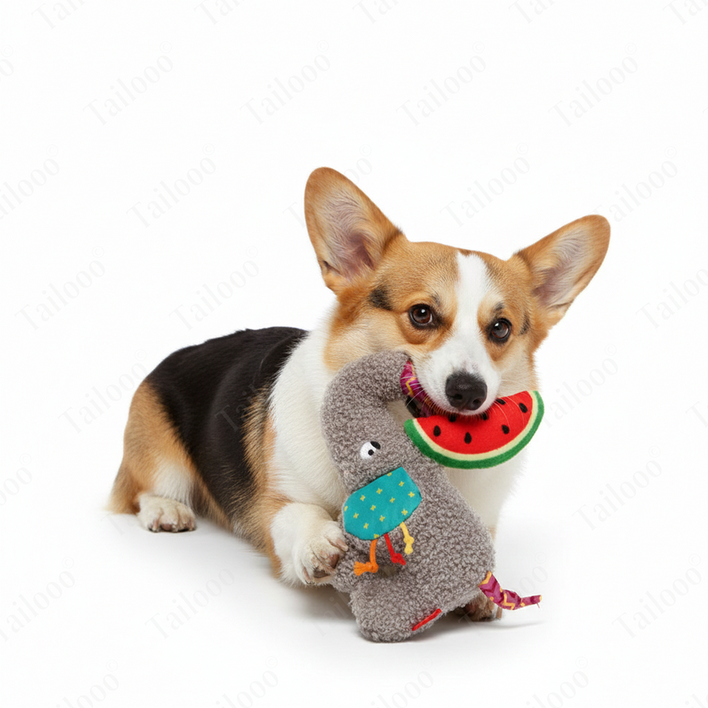Elephant Design——Plush Dog Toy with Squeaker & Crinkle