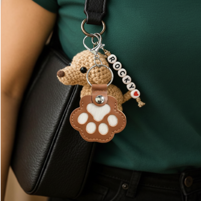 Leather Pet Hair Keepsake Keychain（Brown） Main Image
