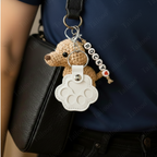 Leather Pet Hair Keepsake Keychain（White）