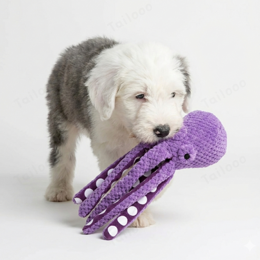 Octopus Plush Chew & Tug Dog Toy – Purple