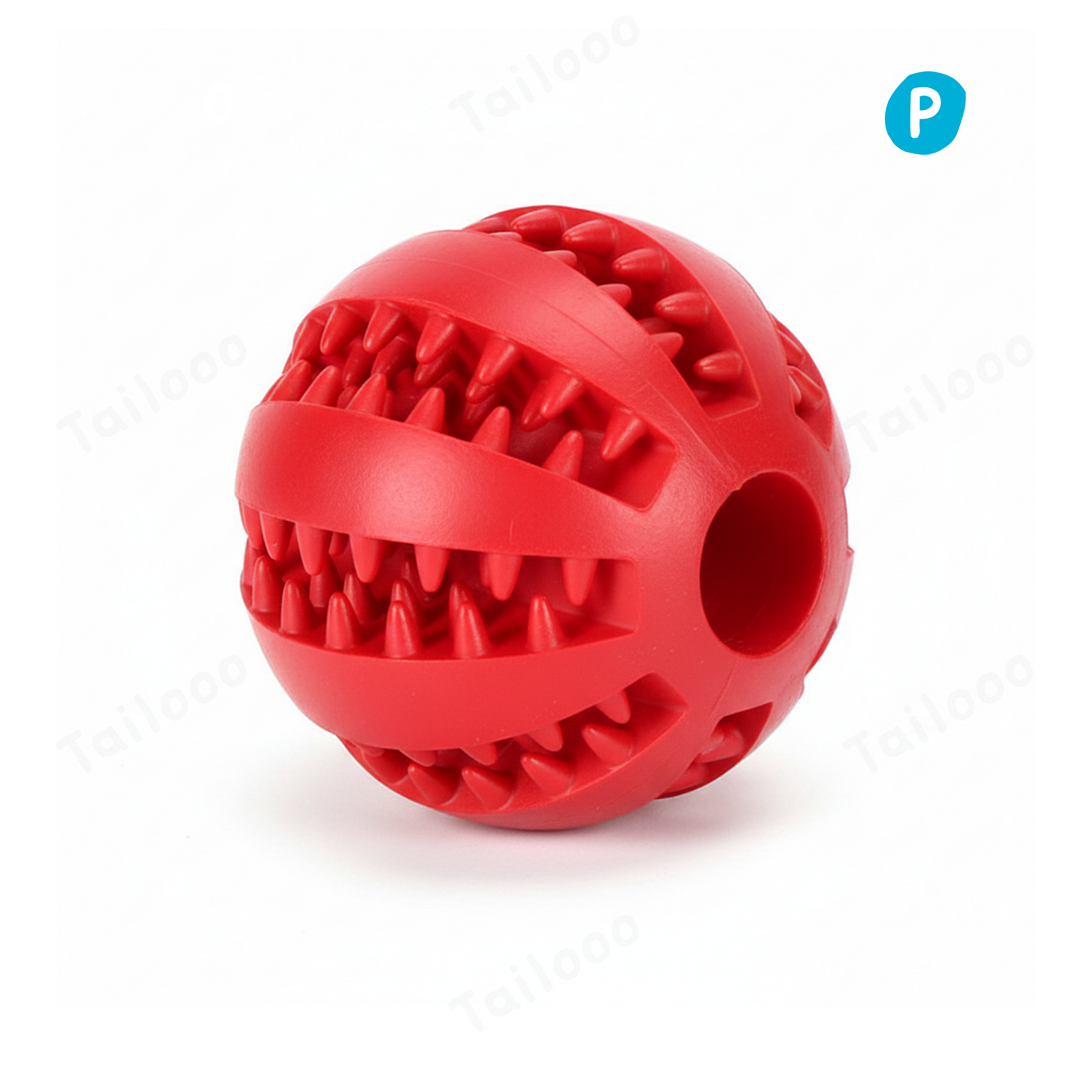 Red Interactive TPR Dog Treat Ball Toy, Slow Feeder Chew dog toy