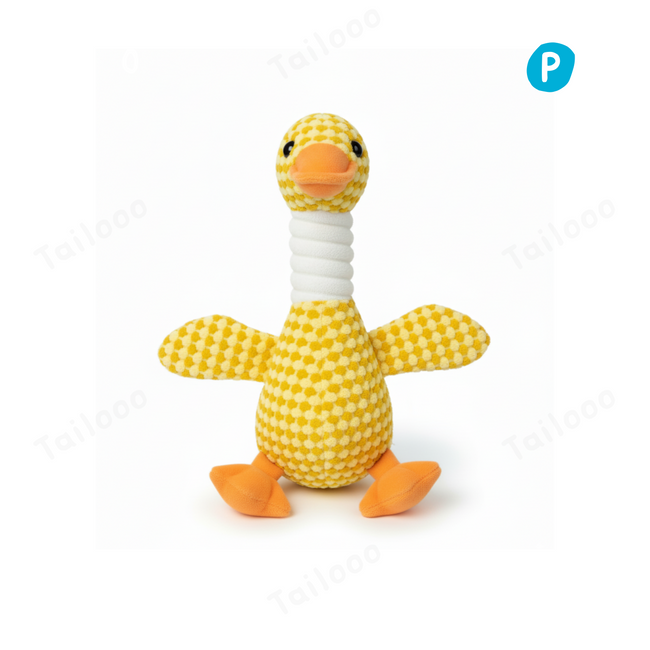 Durable Plush Yellow Duck Dog Toy with Squeaker Hover Image