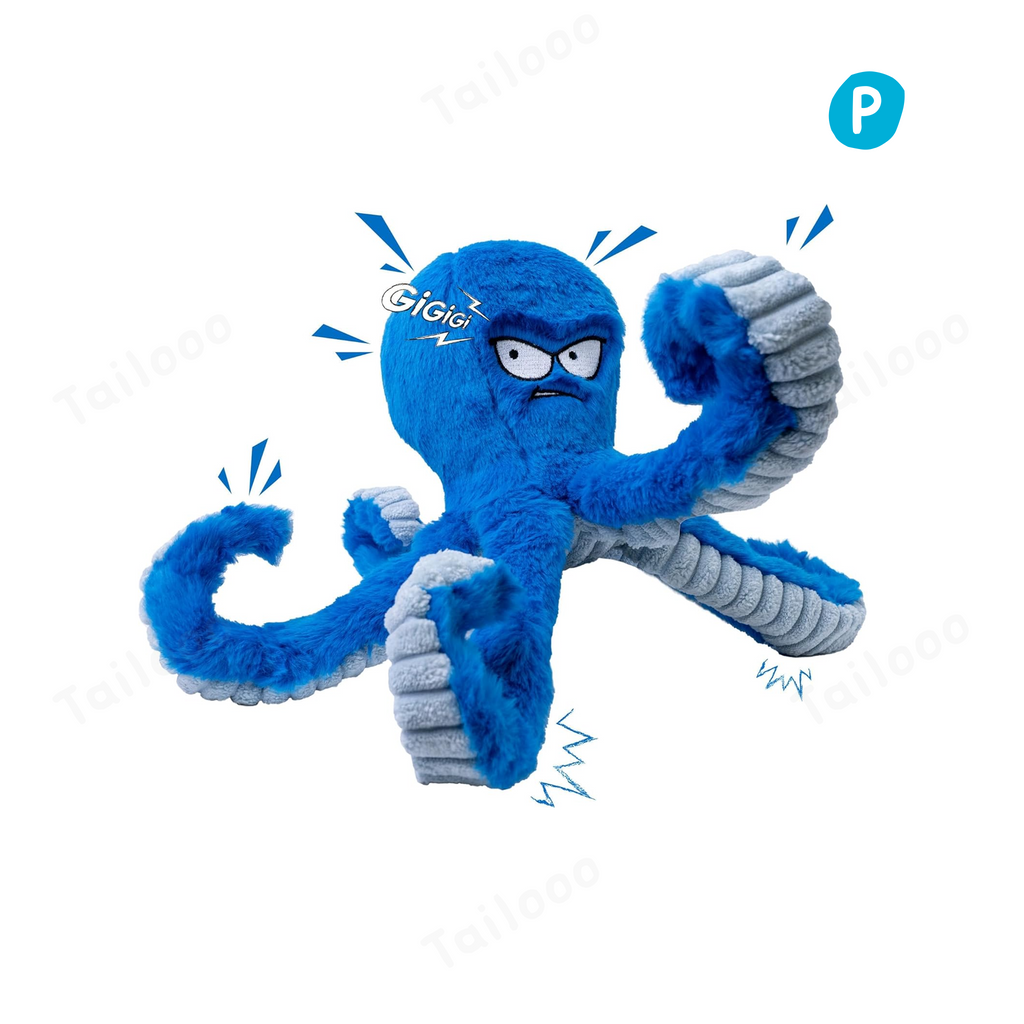 Tough Plush Dog Toy for Aggressive Chewers – Interactive Squeaky Octopus Dog Toy