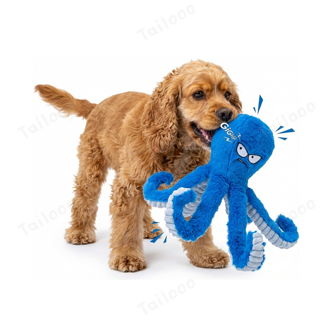 Tough Plush Dog Toy for Aggressive Chewers – Interactive Squeaky Octopus Dog Toy Main Image