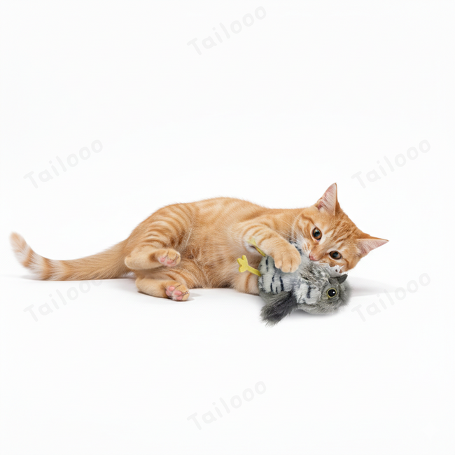 Petgravity Flapping Bird Cat Toy – Interactive Touch-Activated Chirping Bird (Gray) Main Image