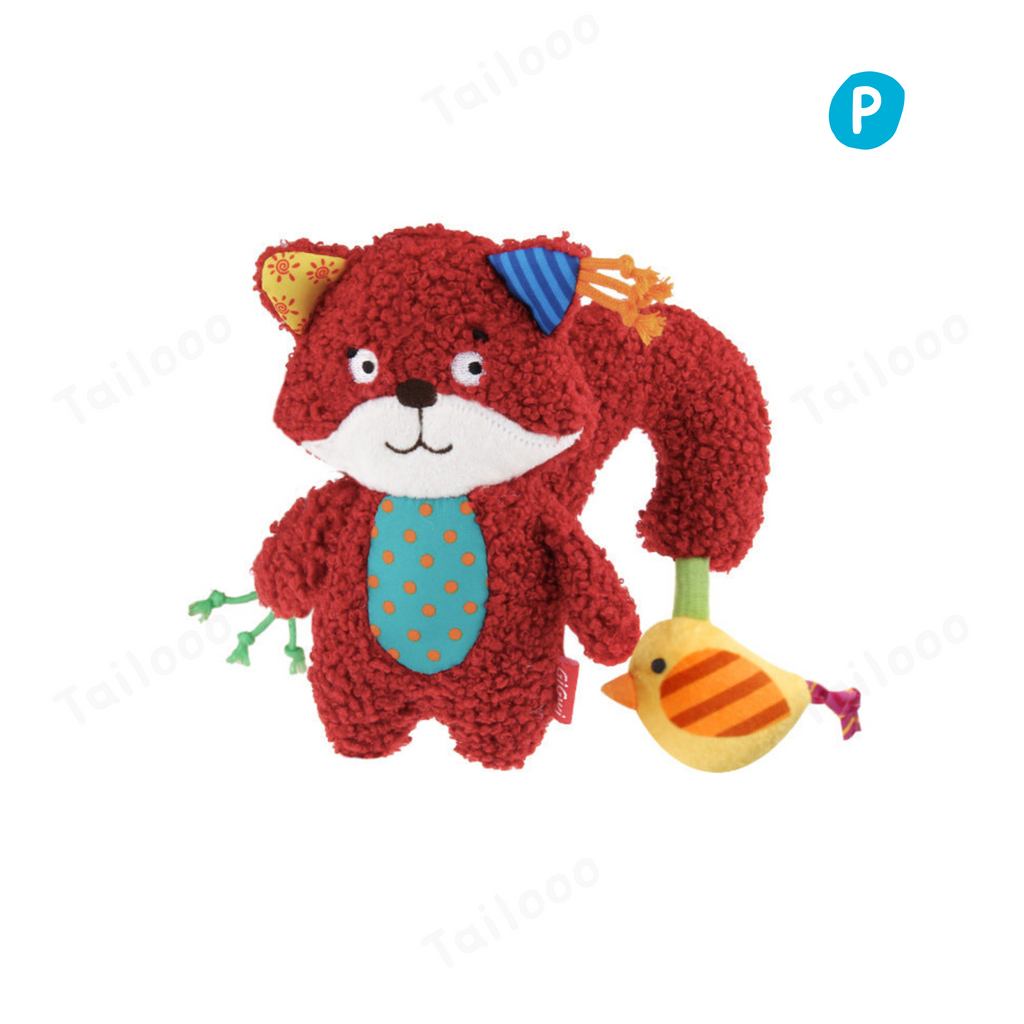 Fox Design—Plush Dog Toy with Squeaker & Crinkle