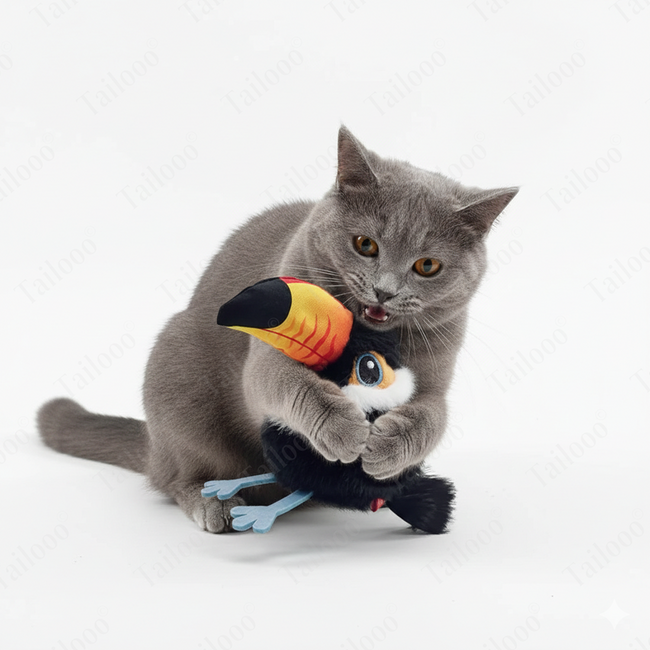 Petgravity Flapping Bird Cat Toy – Interactive Touch-Activated Chirping Bird (Black) Main Image