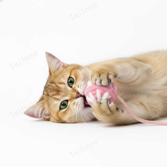 Soft Knit Ball Cat Toy – Interactive Chasing Teaser Ball (WhitePink) Main Image