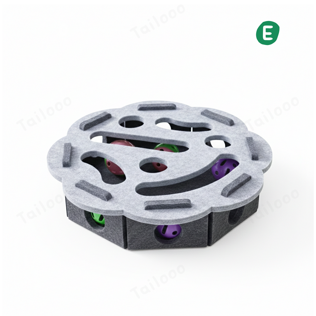 Felt Puzzle Cat Toy with Bell – Lace Gray