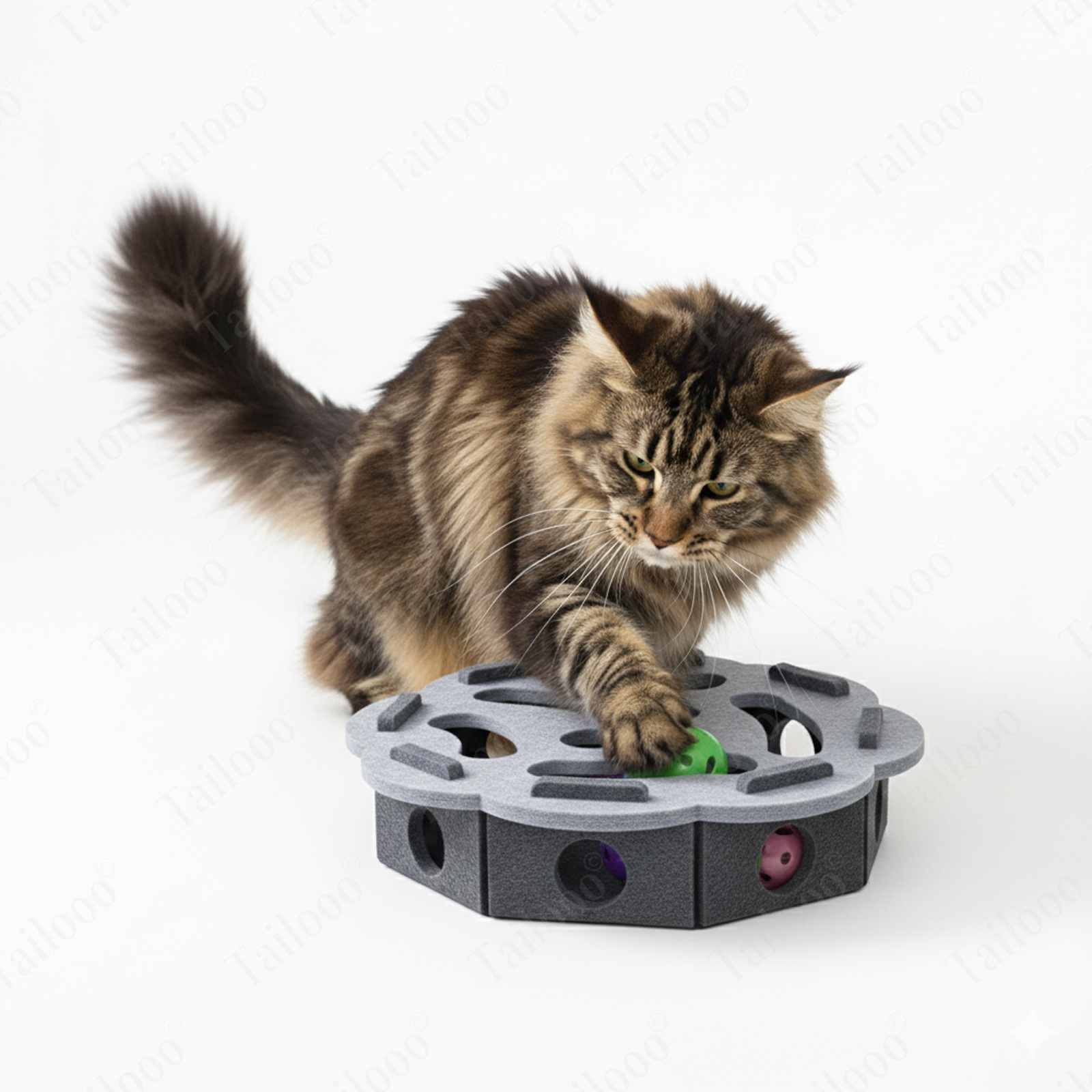 Felt Puzzle Cat Toy with Bell – Lace Gray