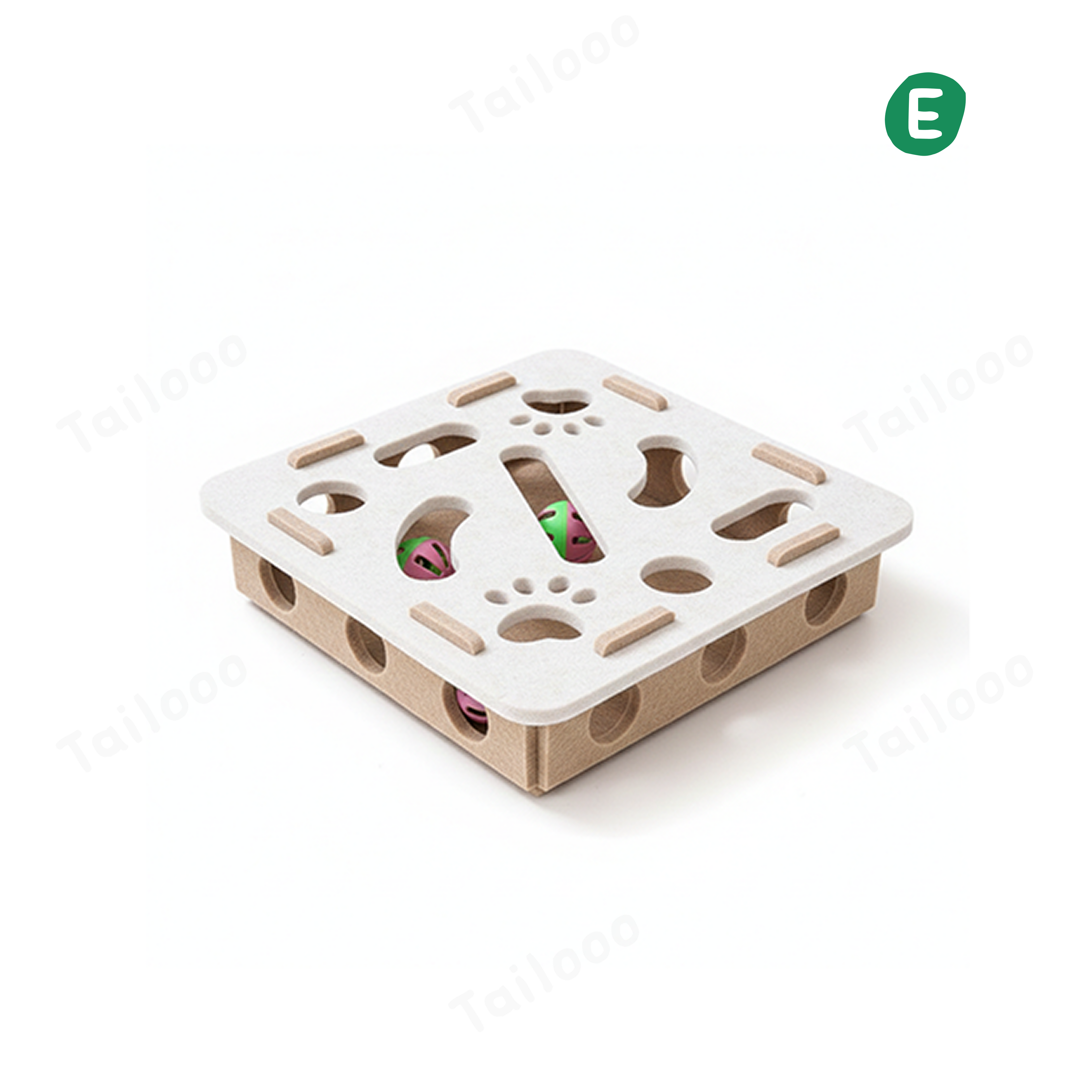 Felt Puzzle Cat Toy with Bell – Square Camel