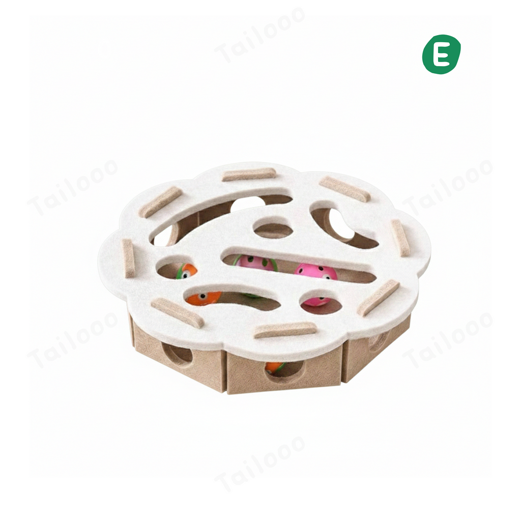 Felt Puzzle Cat Toy with Bell – Lace Camel