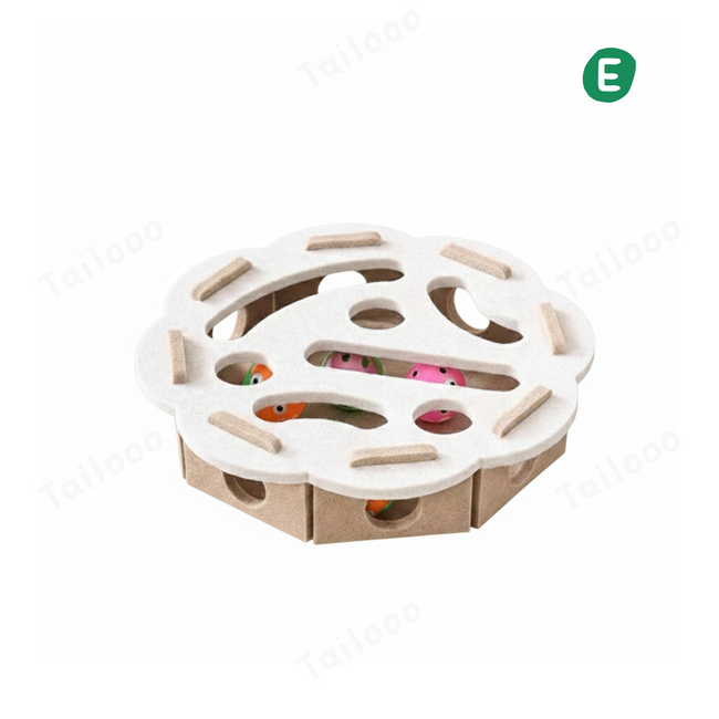 Felt Puzzle Cat Toy with Bell – Lace Camel Hover Image