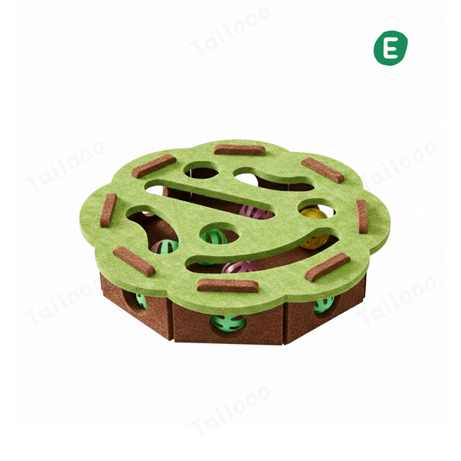 Felt Puzzle Cat Toy with Bell – Lace Green Hover Image
