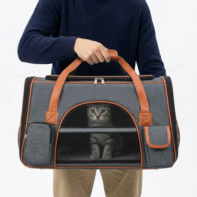 Foldable Cat Backpack Carrier - Breathable & Portable Travel Bag（Dark Gray） Main Image