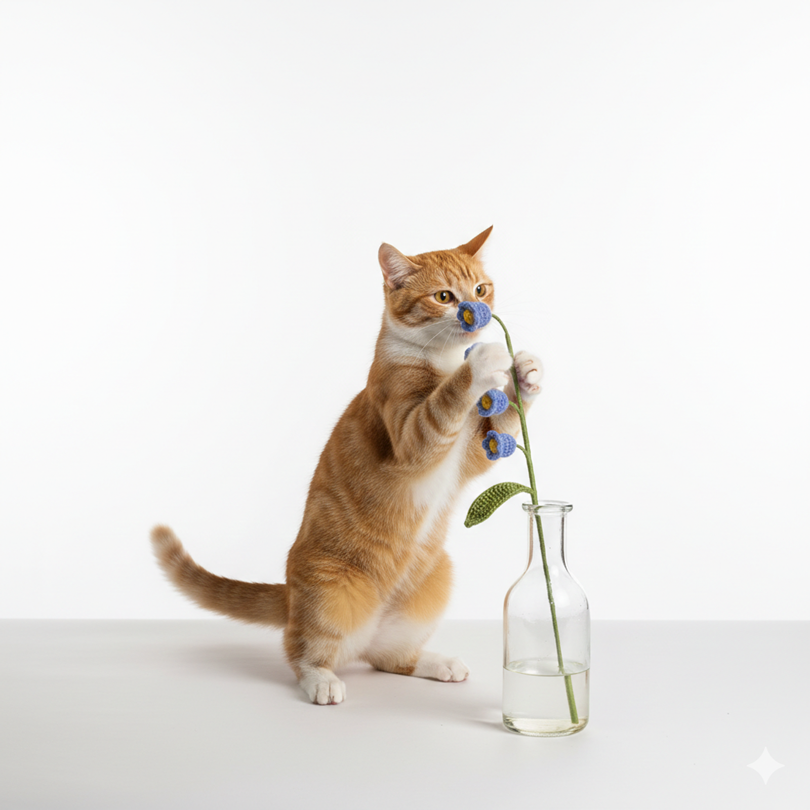 Handmade Crochet Lily of the Valley Cat Teaser Wand – Blue