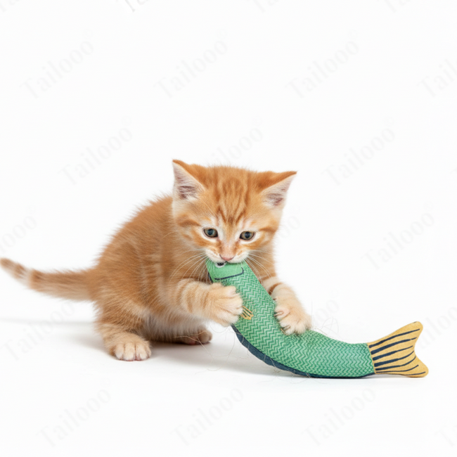 Green fish-Interactive Catnip Fish Kicker Toy – Durable Teething Cat Kicker Toy Main Image