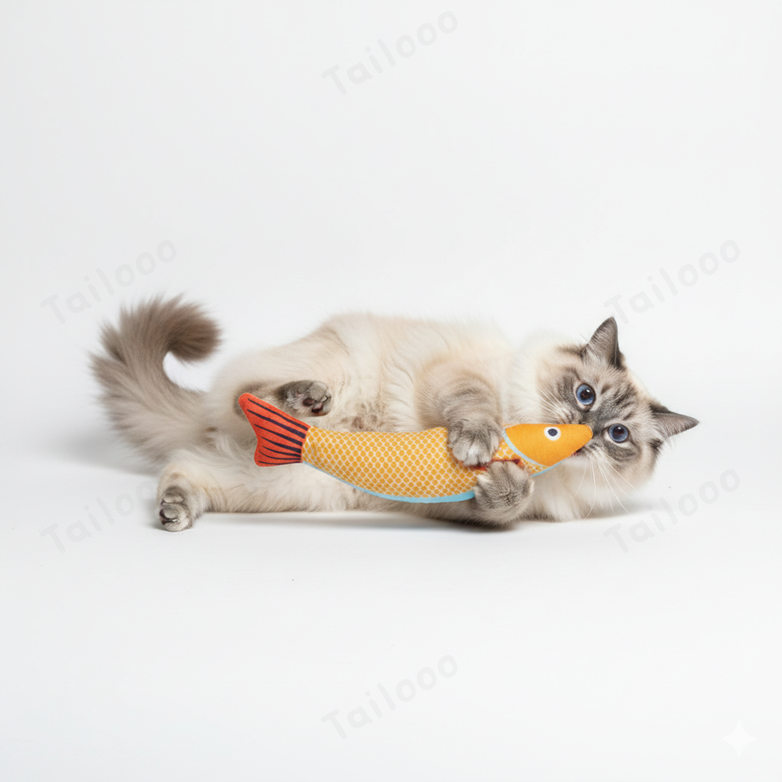 Yellow fish-Interactive Catnip Fish Kicker Toy – Durable Teething Cat Kicker Toy