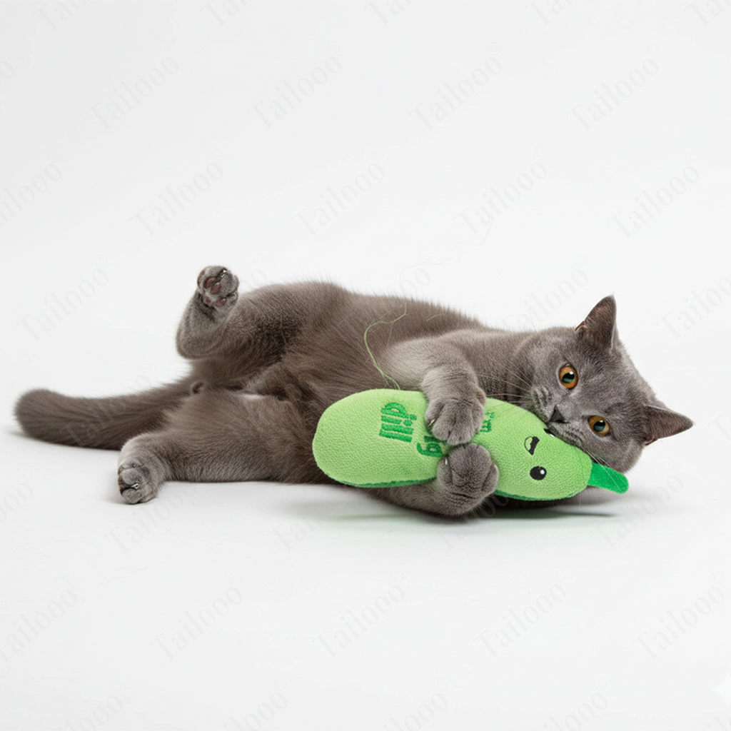 Plush Crinkle Catnip Kicker Cat Toy with Dental Mesh