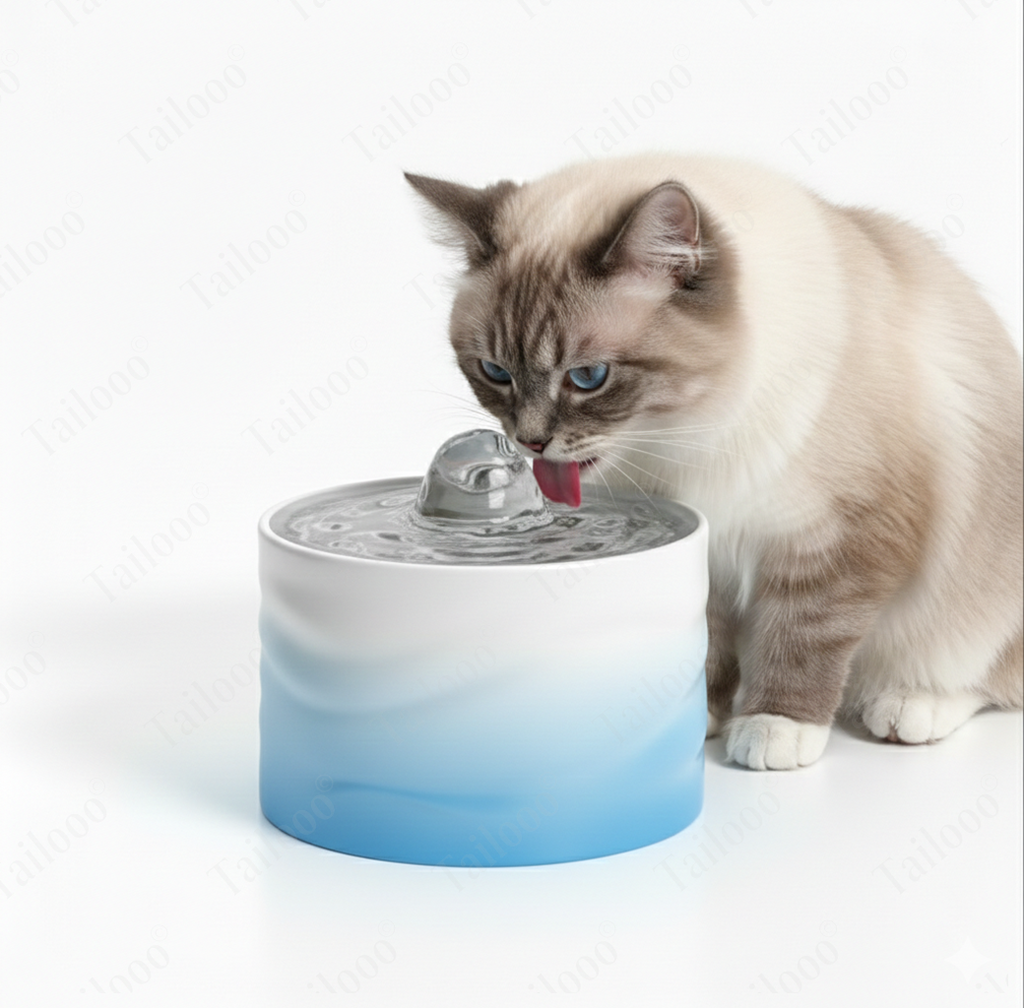 Automatic Ceramic Pet Water Fountain for Cat & Dog（Blue）
