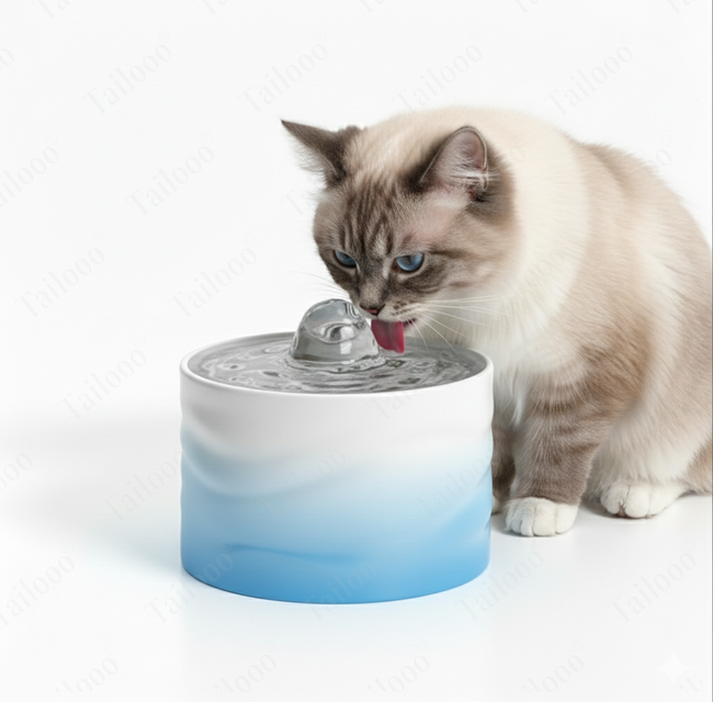 Automatic Ceramic Pet Water Fountain for Cat & Dog（Blue） Main Image