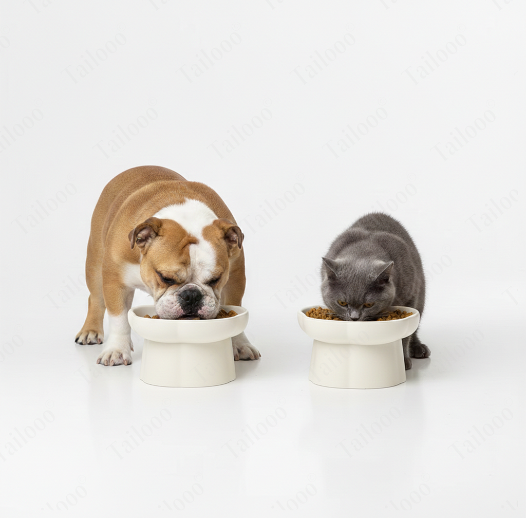 Ceramic Slow Feeder Pet Bowl – White