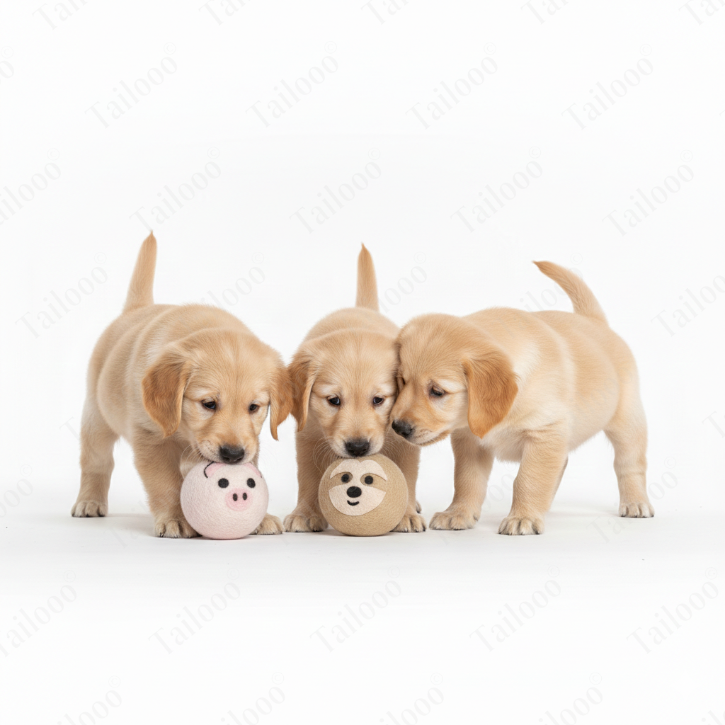 White monkey-Safe & Durable Play Balls Natural Wool Felt Balls for Pet（3 Pieces）