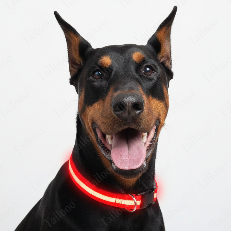 LED Glowing Dog Collar – USB Rechargeable Light-Up Pet Collar (Red)